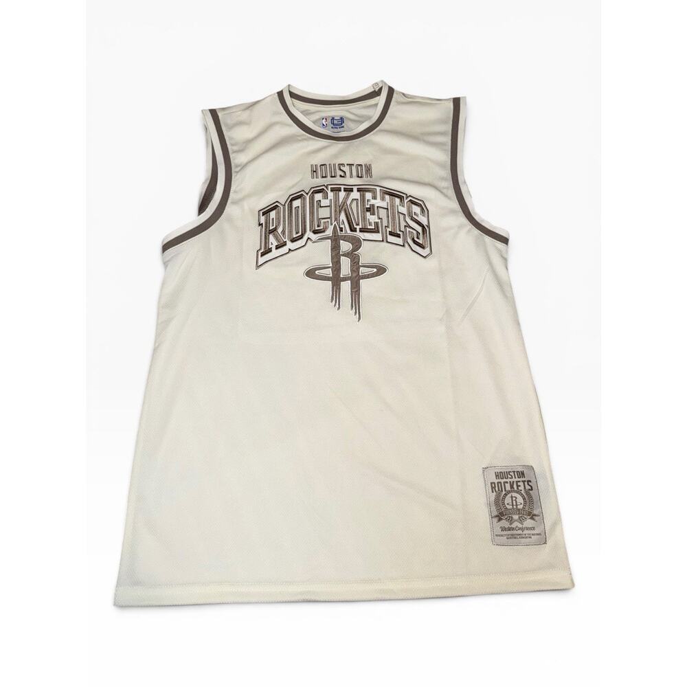 Houston Rockets Jersey Mens Medium Stitched NBA Ultra Game Basketball Beige - Picture 2 of 9